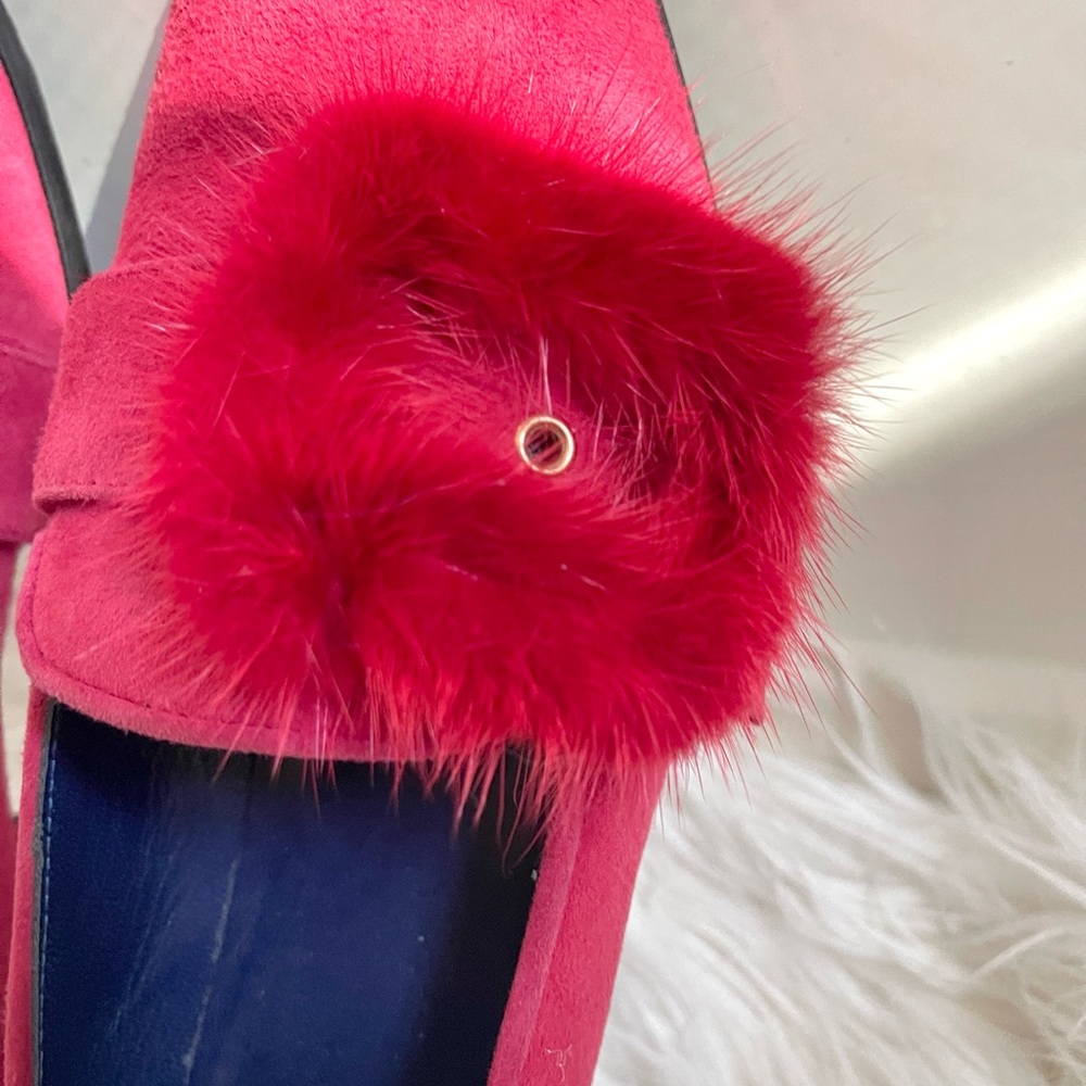 Vintage Valentina Rangoni Red Suede Loafers - Picture 8 of 9